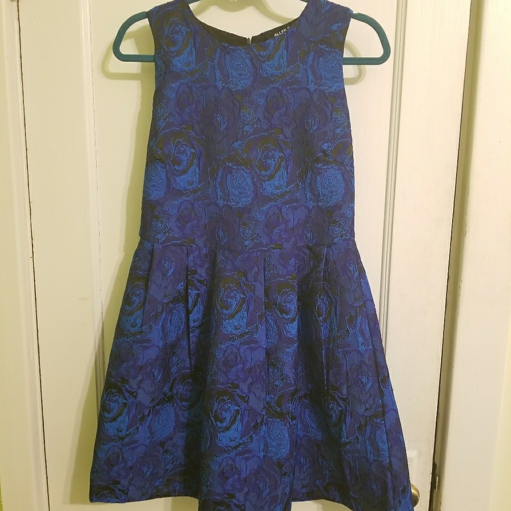 NWT Allen B. Blue Roses Dress, M, Gorgeous